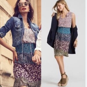 Cabi Dani Paisley Patchwork Shirred sleeveless mini dress, S